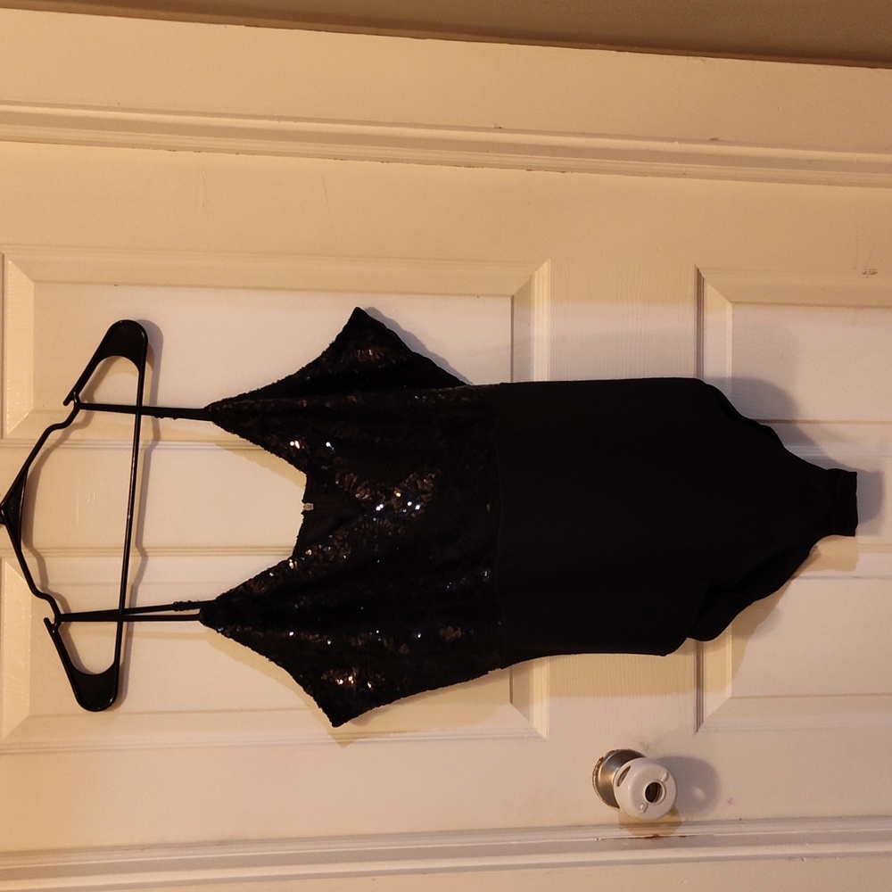Boohoo Black Sequin Sleeveless Body Suit NWT. Size 16